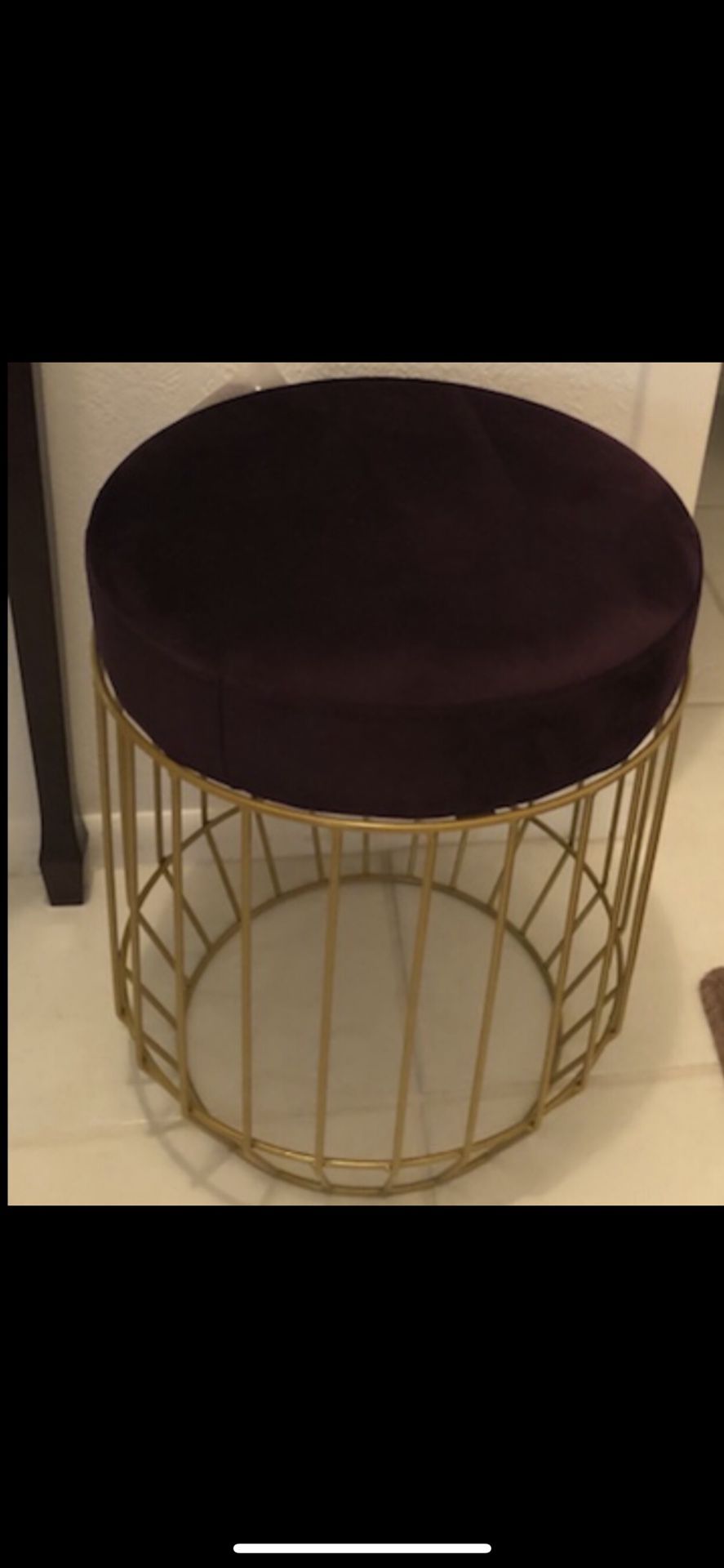 New Gold And Maroon Suede Stool Approx 17" Tall