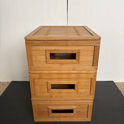 3 wooden storage boxes  With hinged lids