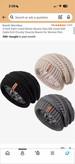 Brand new unopened package 3-pack silk lined knit beanie hats