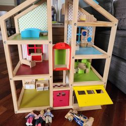 Melissa And Doug Hi-Rise 3 Level Wooden Dollhouse