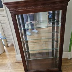 Small Glass & Wood Cabinet, Good Condition. 