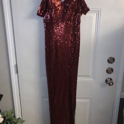 Sexy Maroon Glittery Dress 