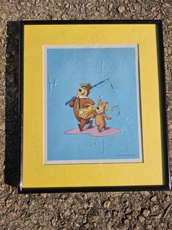 Hanna Barbera (1991) Yogi Bear & Boo-Boo Matted Print Framed