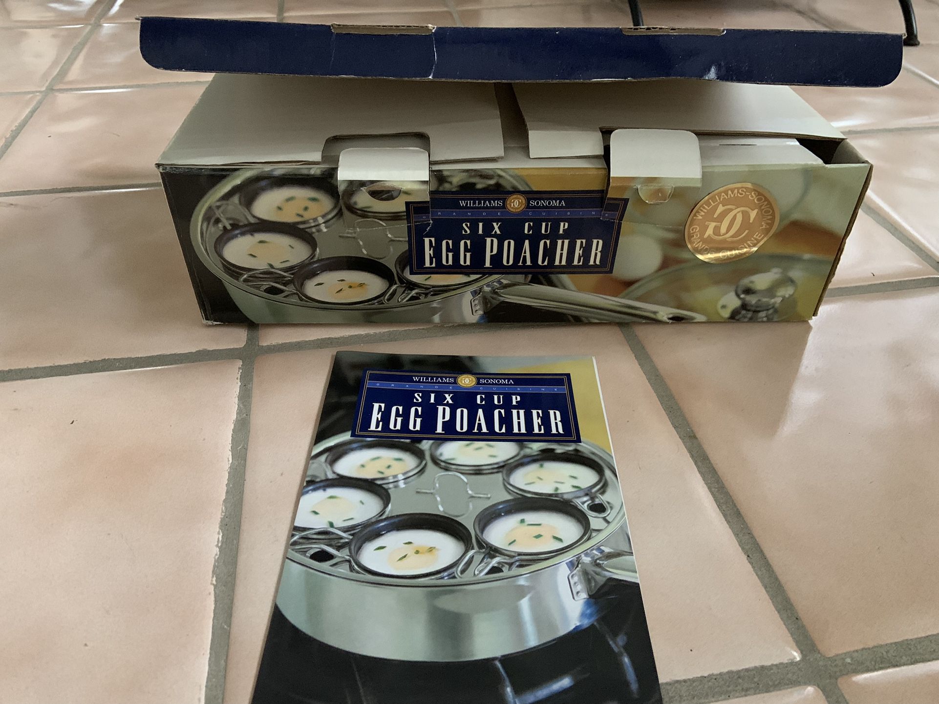 Williams Sonoma Stainless Egg Poacher Skillet 6 Cup Grande Cuisine