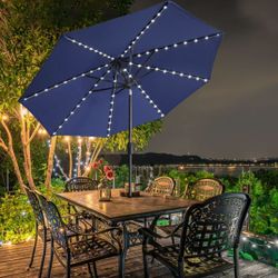 Umbrella patio with lights