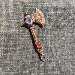 Rare vintage 1941 signed Crown Philippe Trifari rhinestone axe figural brooch pin (book piece)