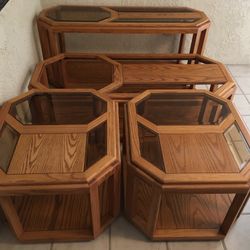 GORGEOUS OAK END TABLES, COFFEE TABLE, & CONSOLE TABLE 