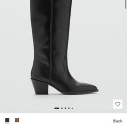 Mango Leather Cowboy Boots 