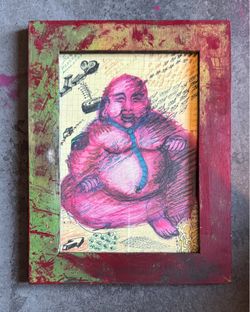 Spiritual Art for home or sanctuary space.  Hand painted wood frame Image is 5 x 7