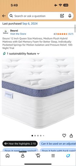 Dourxi 12 Inch Queen Hybrid Mattress