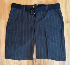 Vintage Affliction Black Premium Pinstripe Shorts with Belt Men’s Size 36