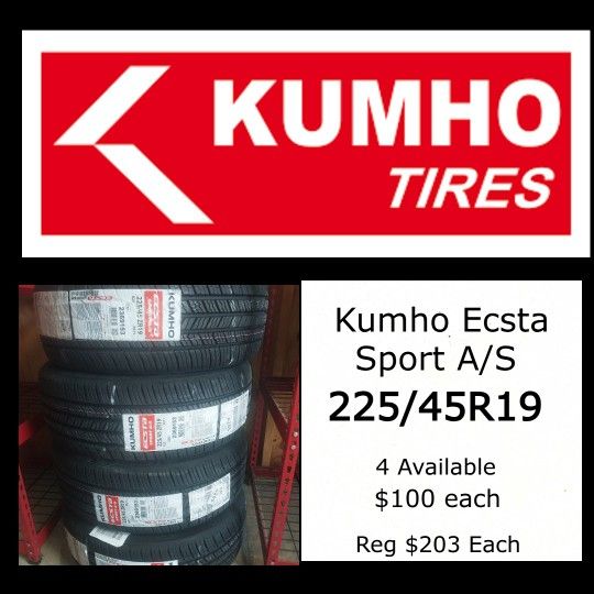 NEW KUMHO TIRES- Ecsta Sport 225/45R19. LLANTAS / NEUMÁTICOS NUEVOS.