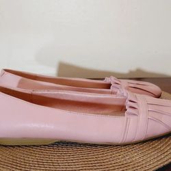 Faux Leather 11 M Womens Pink 🩷 Flats Easy Street 40-1786 Pleated Toe