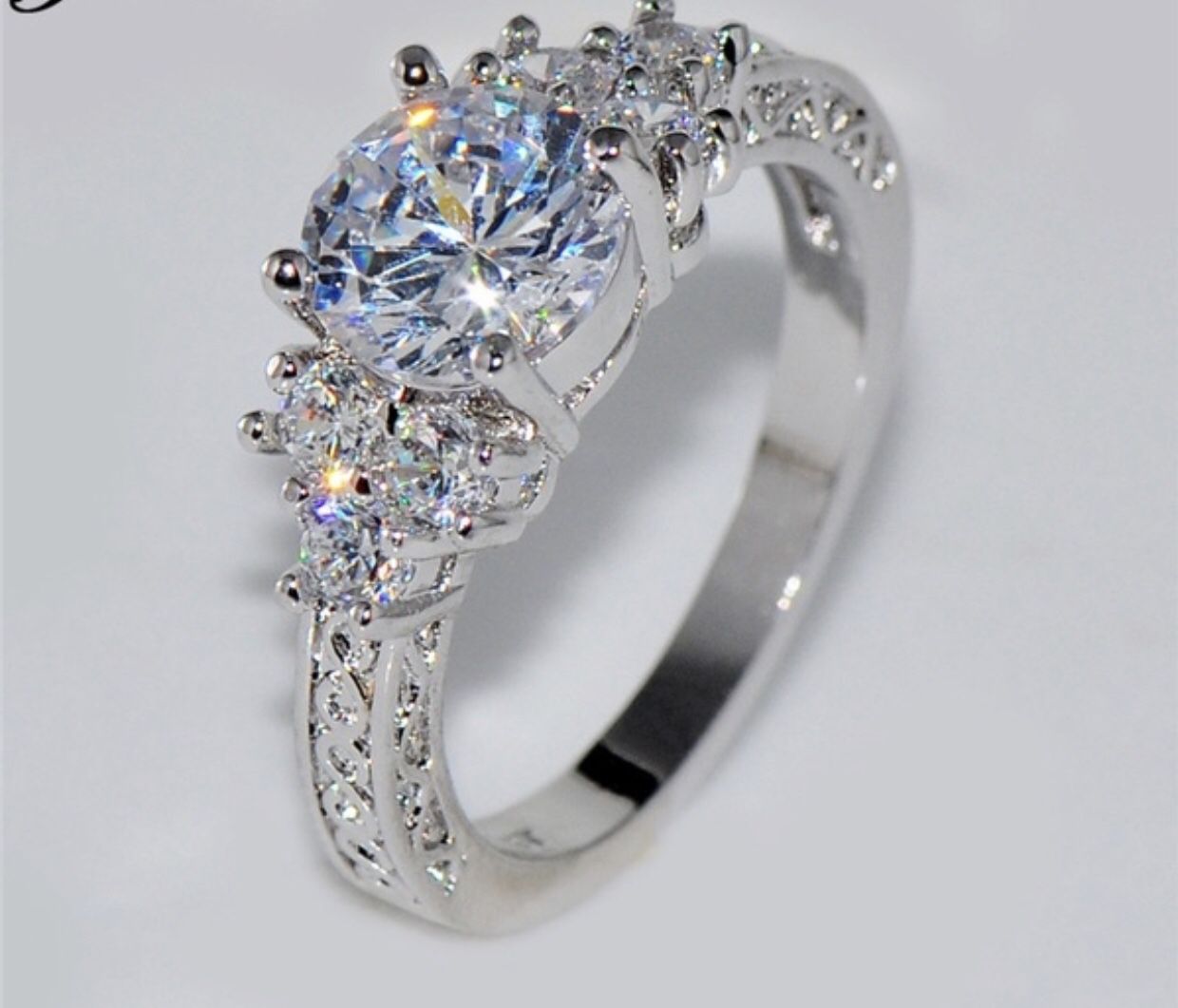 White Sapphire Wedding Ring 10KT White Gold Jewelry Sizes6/7/8/9 are available