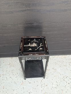 Vintage Chinese Mother of Pearl Inlay Pedestal Plant Stand