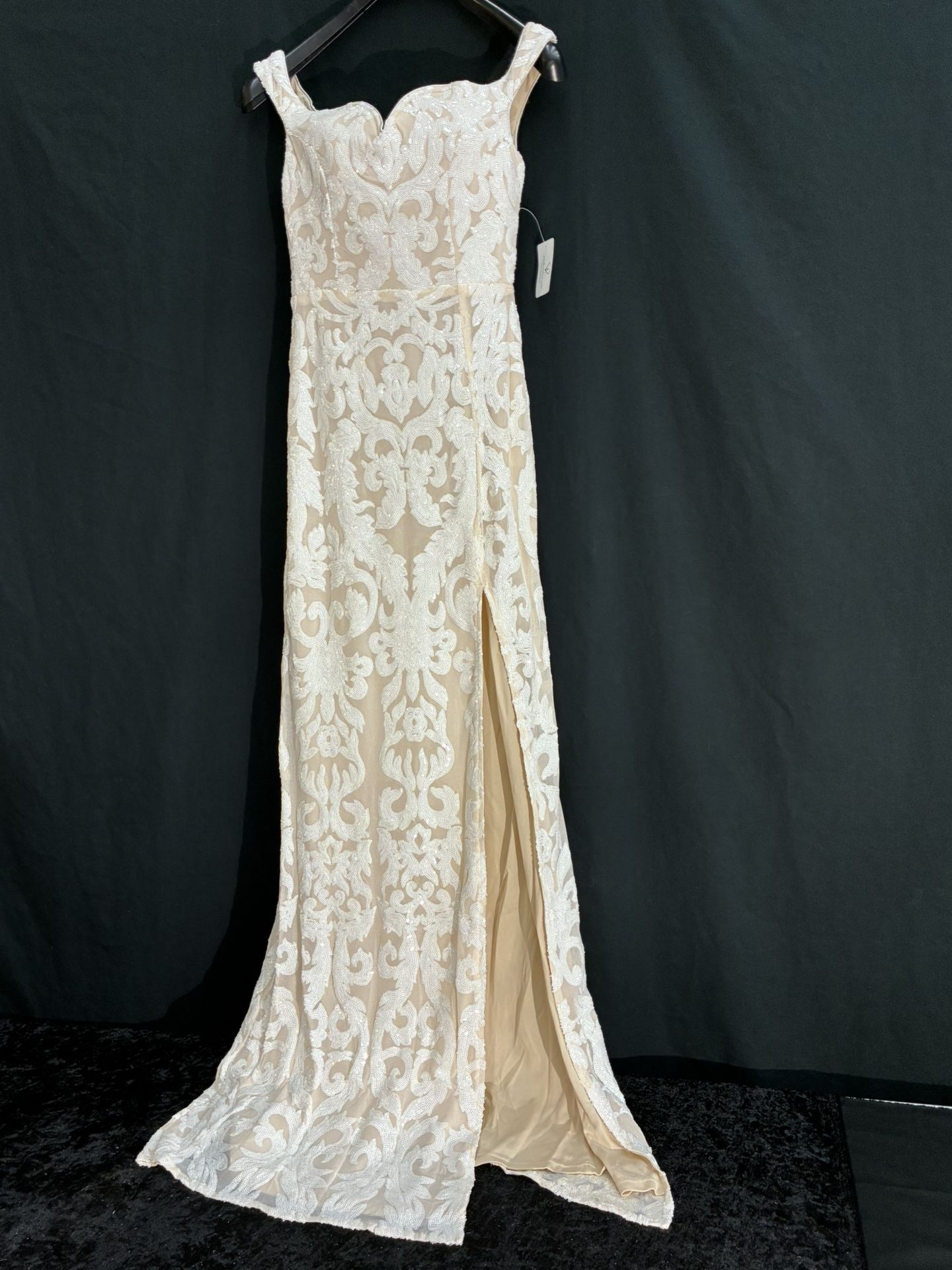 Brand New White Beaded Floor-Length Dress