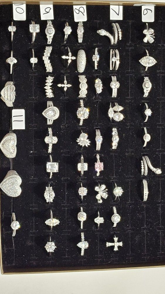 925 Sterling Silver Womas Rings With Genuine Moissanite Sizes 5-11 