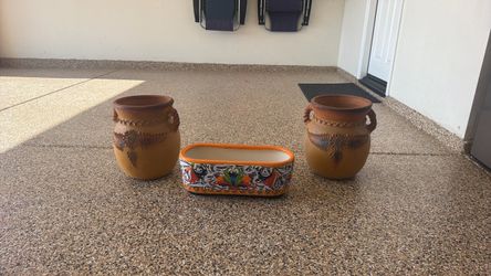 Planter terracotta and talavera lanter
