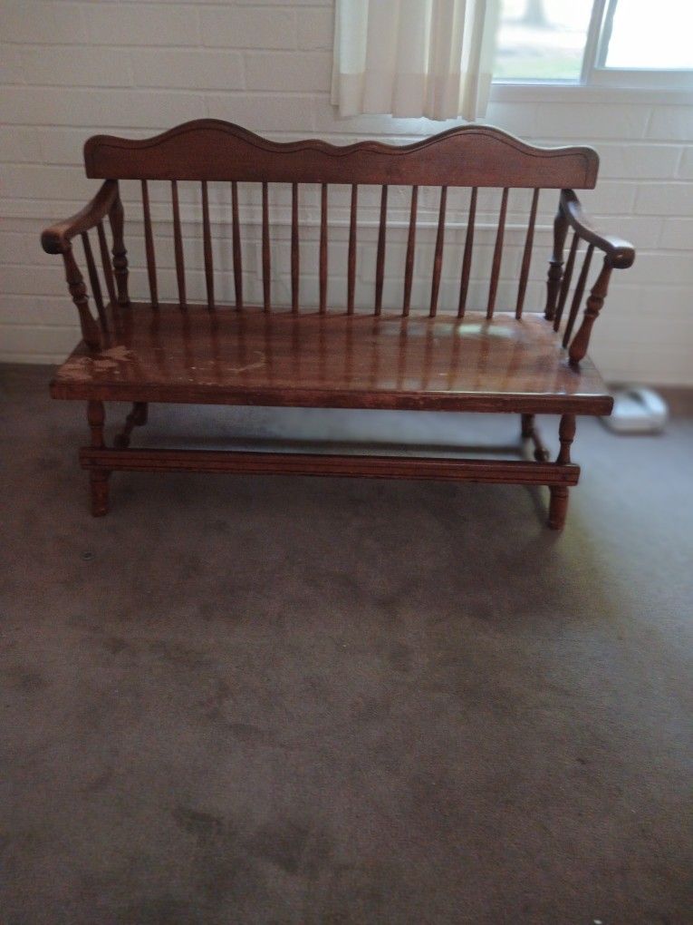 Vintage Wooden Loveseat Bench Deacons Bench