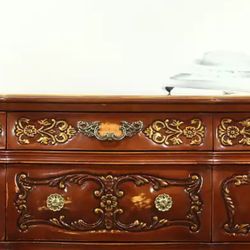 Baroque Carved Cherry vintage 9 Chess or Dresser