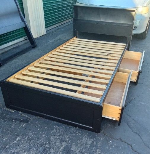 TWIN BED FRAME WITH 2 BIG DRAWERS