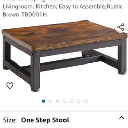 Wooden One Step Stools for Kids Adults,with Metal Frame, Holds Up to 500lb, Bedside Stepping Stool