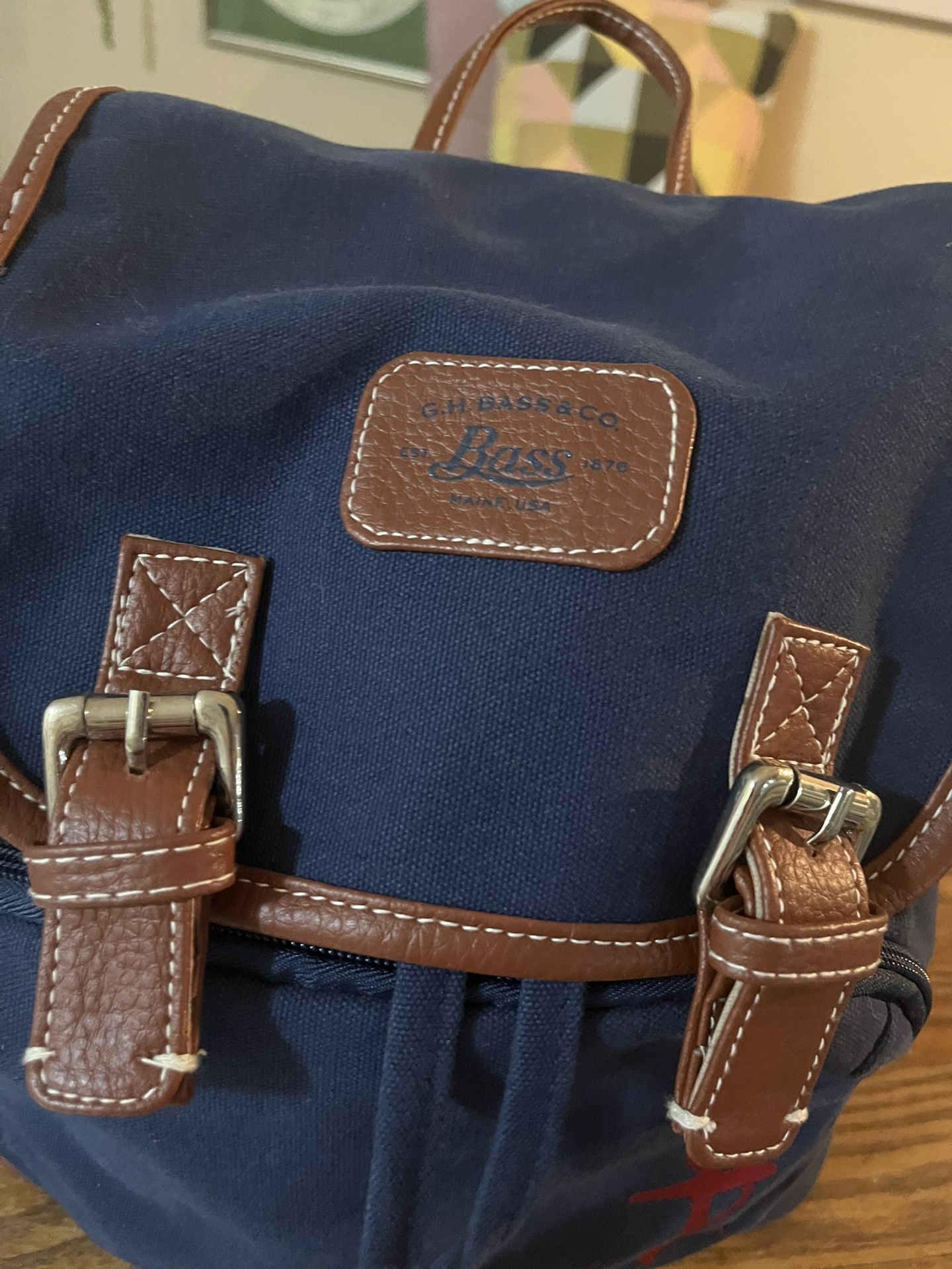 G.H. BASS & CO Backpack - Navy Blue Canvas - Soft, Slouchy  display picture 1