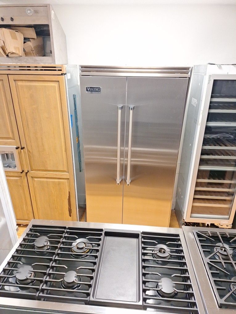 Viking Refrigerator 42" Built In Side By Side 