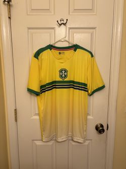 Brazil #10 FIFA International Yellow And Green Xara Soccer Jersey