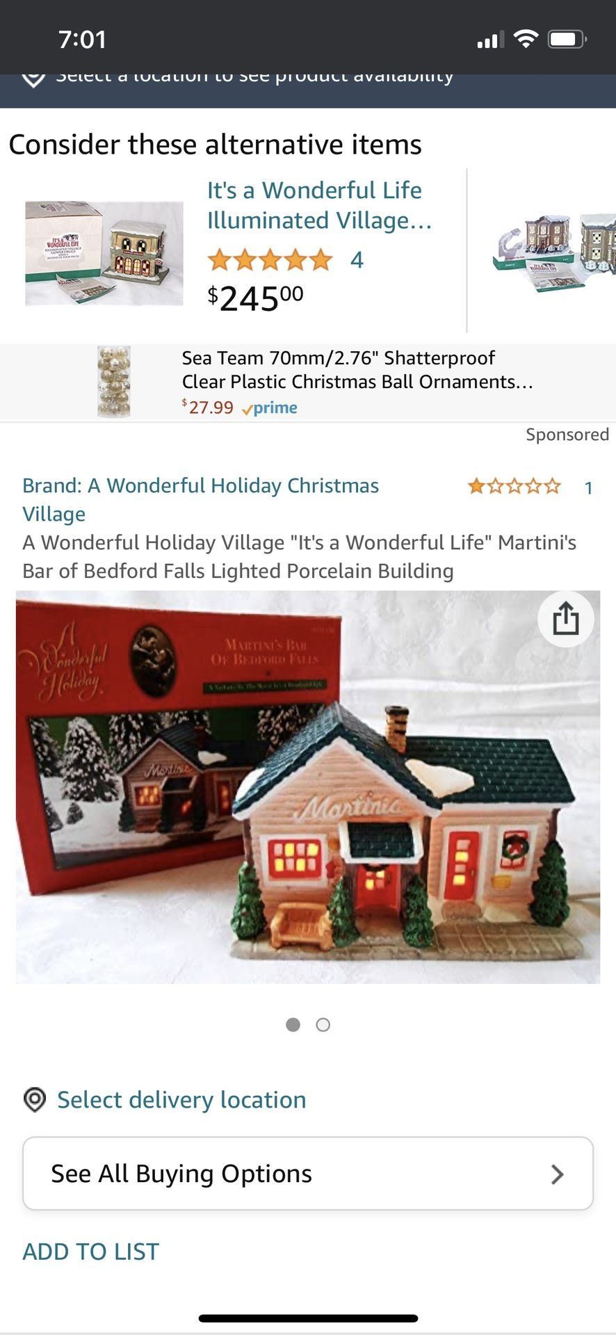 It’s A Wonderful Life Martinis Bar Christmas Village