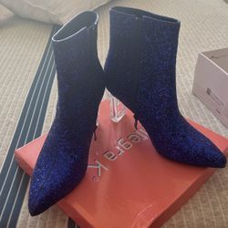 Sequin Blue Sparkly Boots  Brand New 