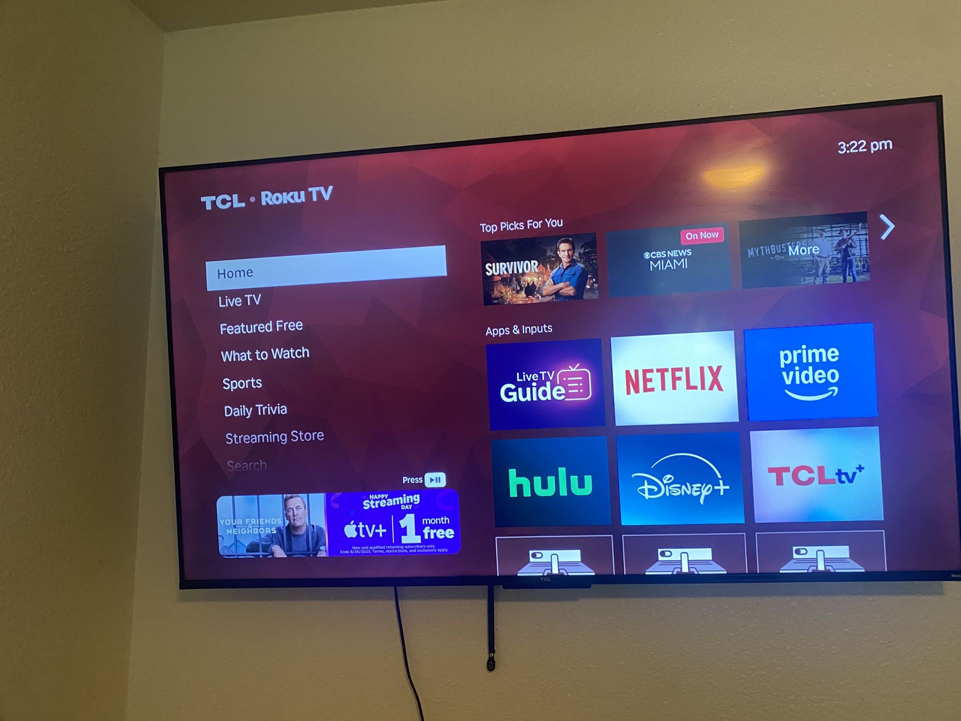 55 Inch Roku Smart Tv W/remote