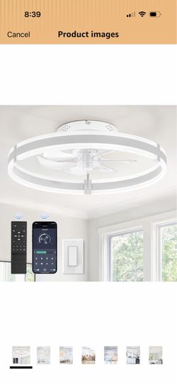 ZMISHIBO Ceiling Fans with Lights and Remote, 19.7'' Low Profile Ceiling Fan,