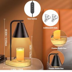 Candle Warmer Lamp, Metal Candle Warmer Dimmable Candle Melter for Scented Candles Top-Down Candle Melting with 2 Bulbs, Home Decor Compatible with Ja