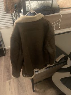 Men’s Brown Shearling-Style Jacket – Warm & Stylish