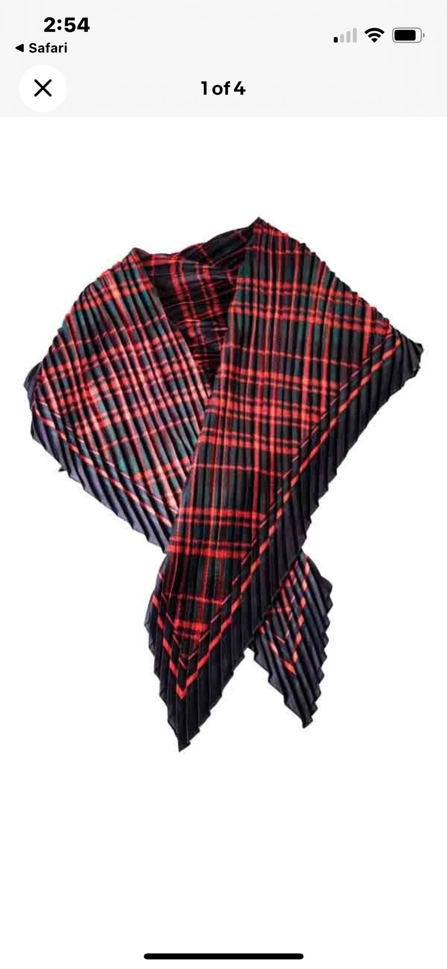 NEW Victorian Trading Scottish Lassie Pleated Red Tartan Scarf Shawl Red Plaid