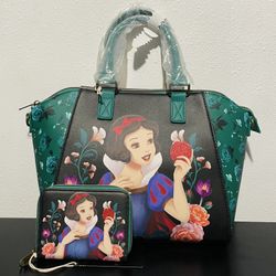 Loungefly Disney Snow White And The Seven Dwarfs Floral Satchel Bag and Wallet