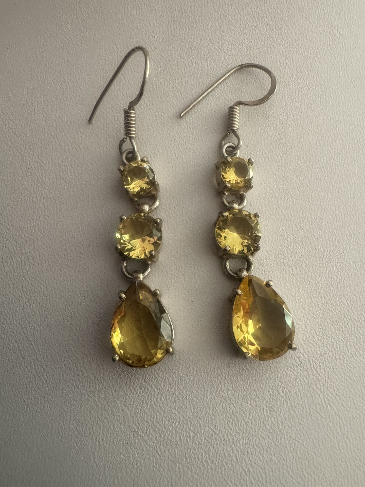 Vintage Sterling Golden Citrine Dangle Chandelier Earrings
