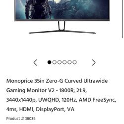 Monoprice 35in Zero-G Curved Ultrawide Gaming Monitor V2