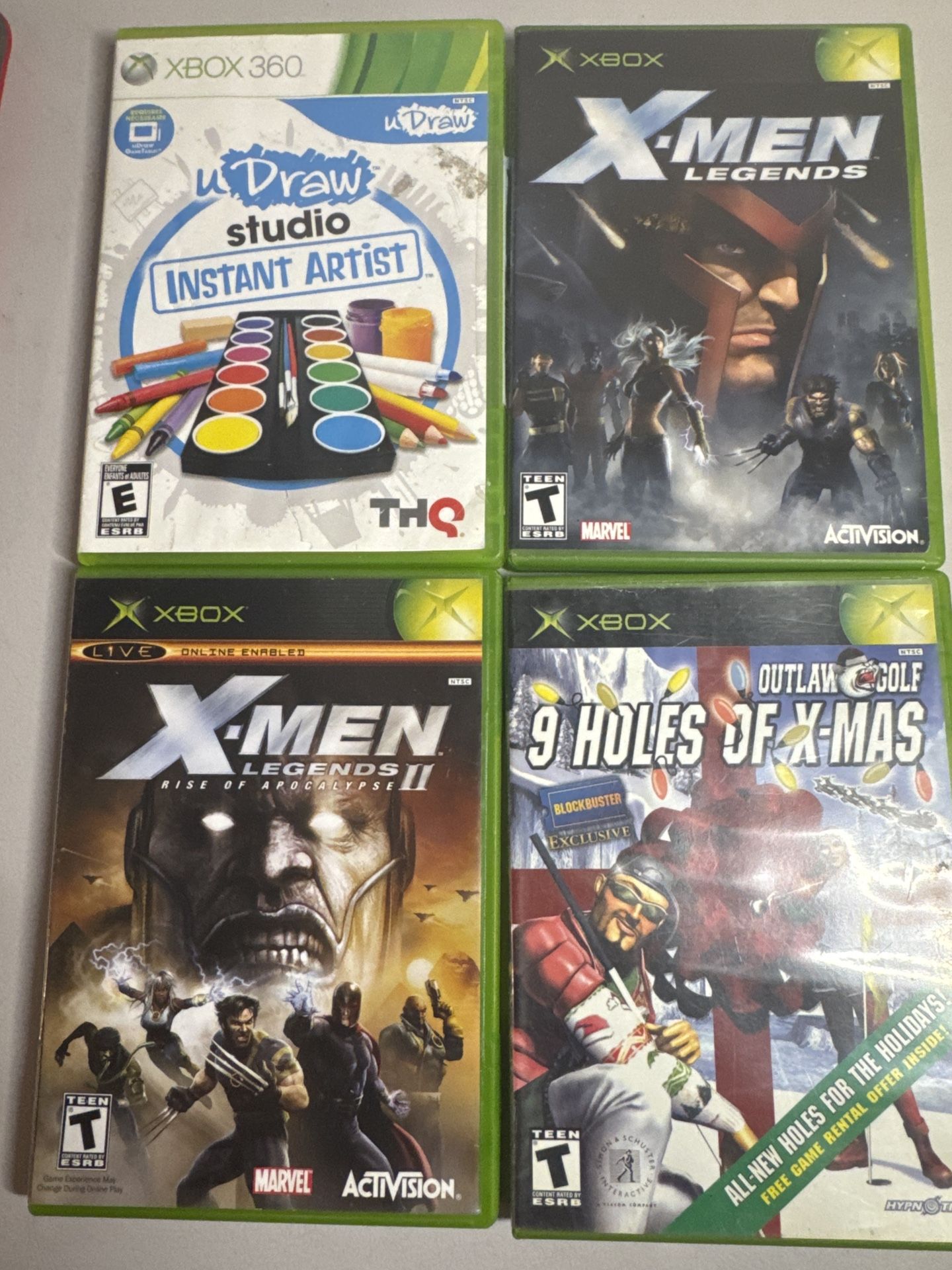 4 Xbox / Xbox 360 Games – X-Men, Outlaw Golf, uDraw – Complete Set