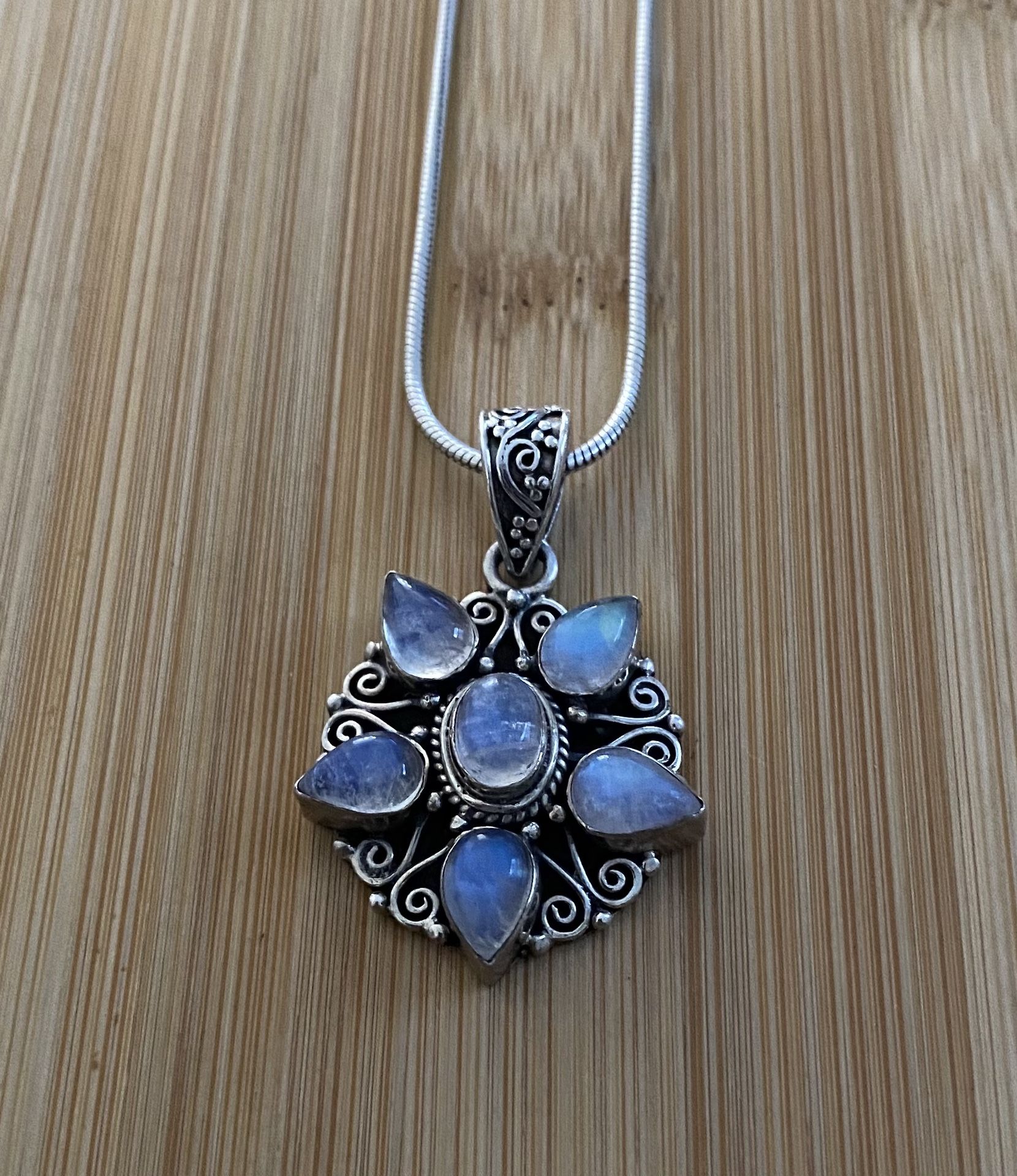 Sterling Silver Moonstone Star Pendant
