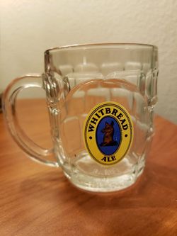 B508A Small VINTAGE WHITBREAD Glass, Beer/Ale Mug Traditional Rare Collectible B508A