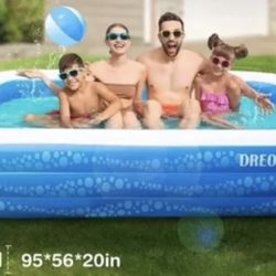 DREO Inflatable Kid's Swimming Pool - 95" x 56" x 21" - DR-HSP002 