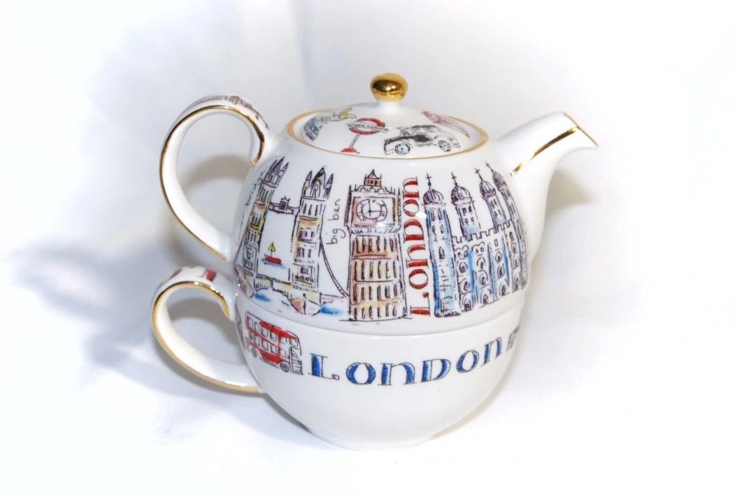 James Sadler London England Teapot And Cup Nesting Set London Afternoon Tea