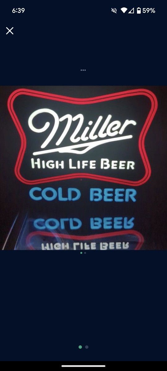 Vintage '80s Miller High Life Beer Neon Sign For Man Cave Or Bar