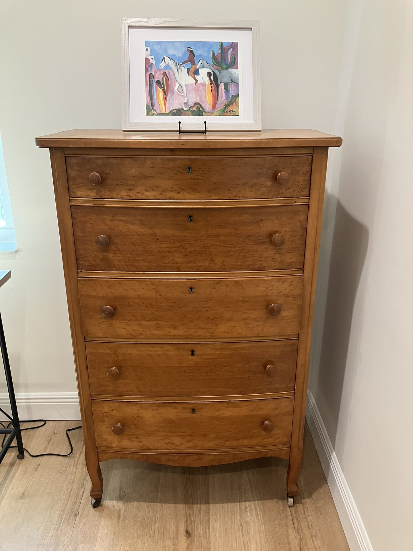 Antique Birdseye Maple High Boy Dresser