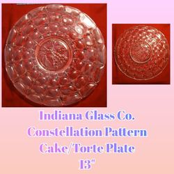 Vintage Indiana Glass Co. - Constellation-Patterned Cake/Torte Plate