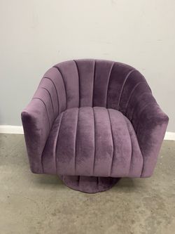 (Brand new, price for 1, 2 available) Modern Velvet Upholstered Swivel Barrel Chair-Purple