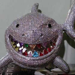 SHARK PENDANT FOR CHAINS ( SILVER/CUBIC ZIRCONIA )