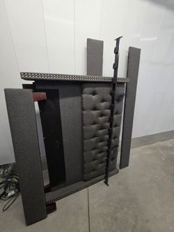 Gray Upholstered Full Bed Frame